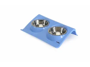 Plastic tray with 2 steel bowls Pets Qatar