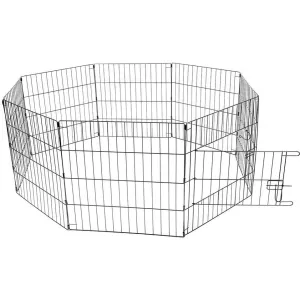 Puppy Run With Door & Net & Hooks 150x60x60cm black Pets Qatar