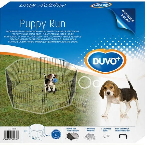 Puppy Run With Door & Net & Hooks 150x60x60cm black Pets Qatar