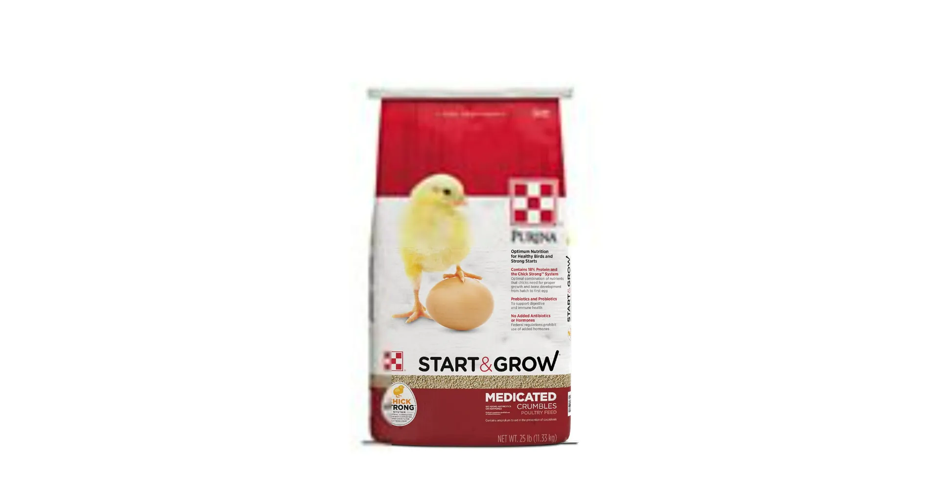 Purina Start and Grow Medicated Crumbles Chick Feed, 25 lb. Bag