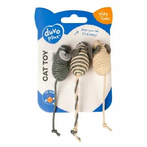 Rope small mice 3pc - 14x2x1,5cm grey Pets Qatar