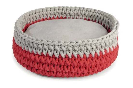 Round Woven Bed For Cats - 40Cm - Pink/Lilac Pets Qatar