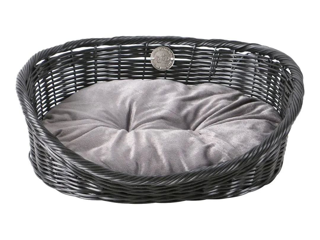 RUSTIC RATTAN WITH CUSHION L - 63x50x21cm black/anthracite Pets Qatar
