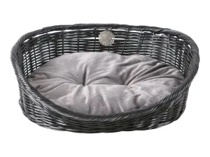 RUSTIC RATTAN WITH CUSHION L - 63x50x21cm black/anthracite Pets Qatar