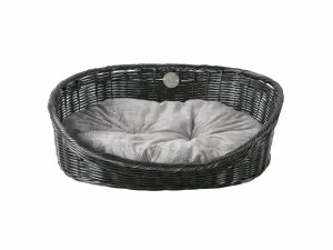 RUSTIC RATTAN WITH CUSHION M - 58x44x19cm black/anthracite Pets Qatar