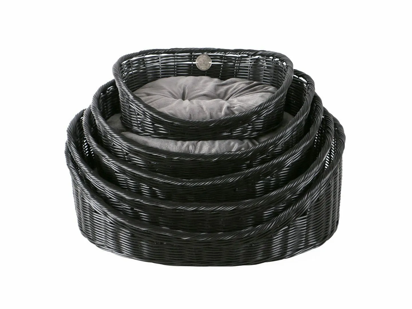 RUSTIC RATTAN WITH CUSHION XS - 43x36x15cm black/anthracite Pets Qatar
