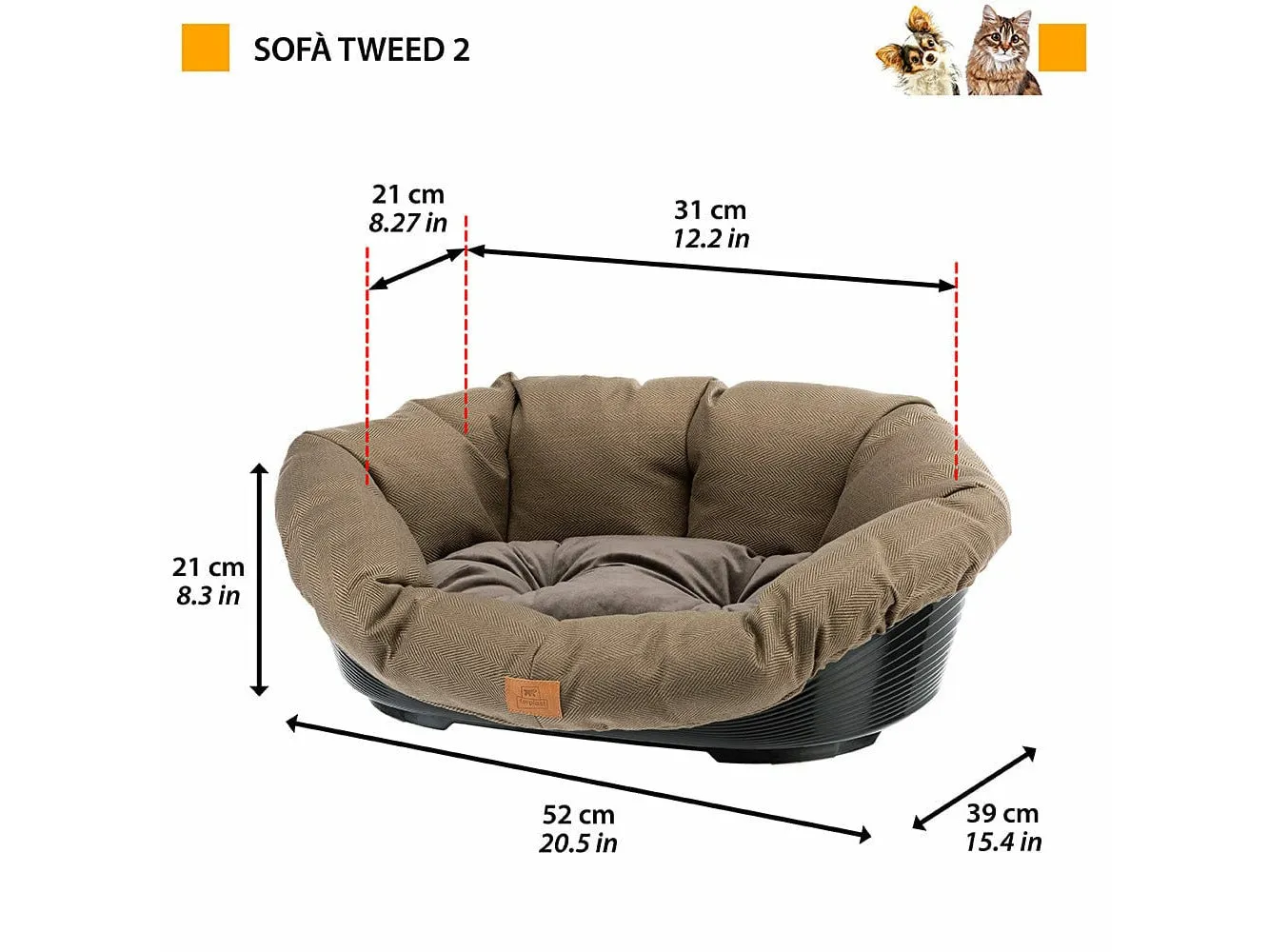 Sofa` 2 Tweed Brown Pets Qatar