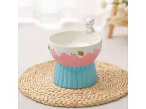 Strawberry High Foot Ceramic Bowl - Blue Pets Qatar