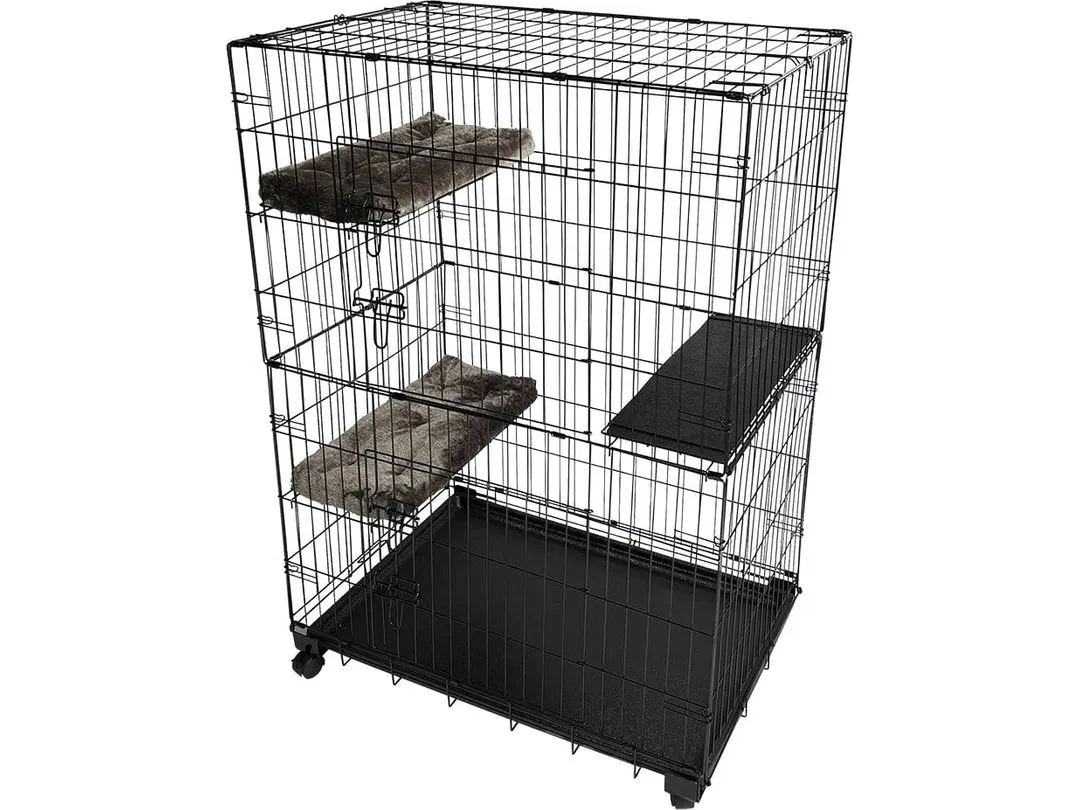 Topline cat bench 2 doors L - 107x71x149cm black Pets Qatar