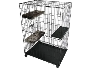 Topline cat bench 2 doors L - 107x71x149cm black Pets Qatar