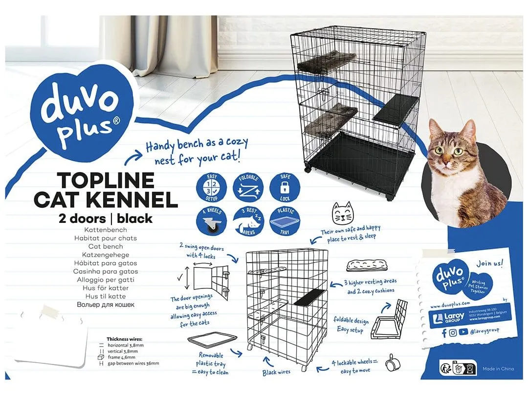Topline cat bench 2 doors L - 107x71x149cm black Pets Qatar