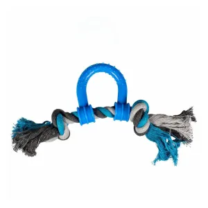 Tug Toy Knotted Cotton Pull Ring & Plastic 30cm grey/blue Pets Qatar