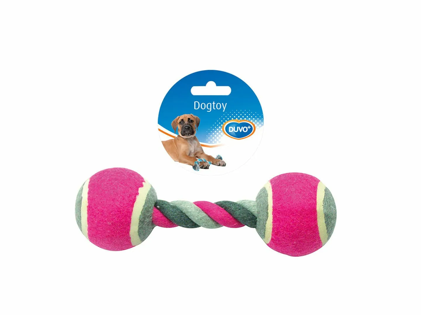 Tug Toy Knotted Cotton With 2 Tennis Balls 18cm mixed colors Pets Qatar