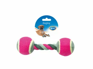 Tug Toy Knotted Cotton With 2 Tennis Balls 18cm mixed colors Pets Qatar