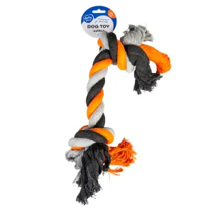 Tug Toy Knotted Rope 45cm Orange/Grey/Brown Pets Qatar
