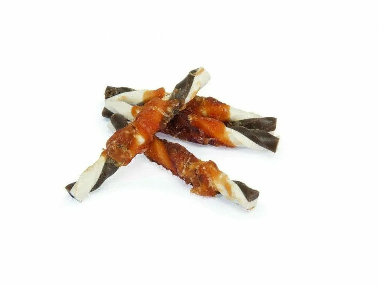 Two-Colour Rawhide Sticks With Chicken (5Pcs)  70G Pets Qatar