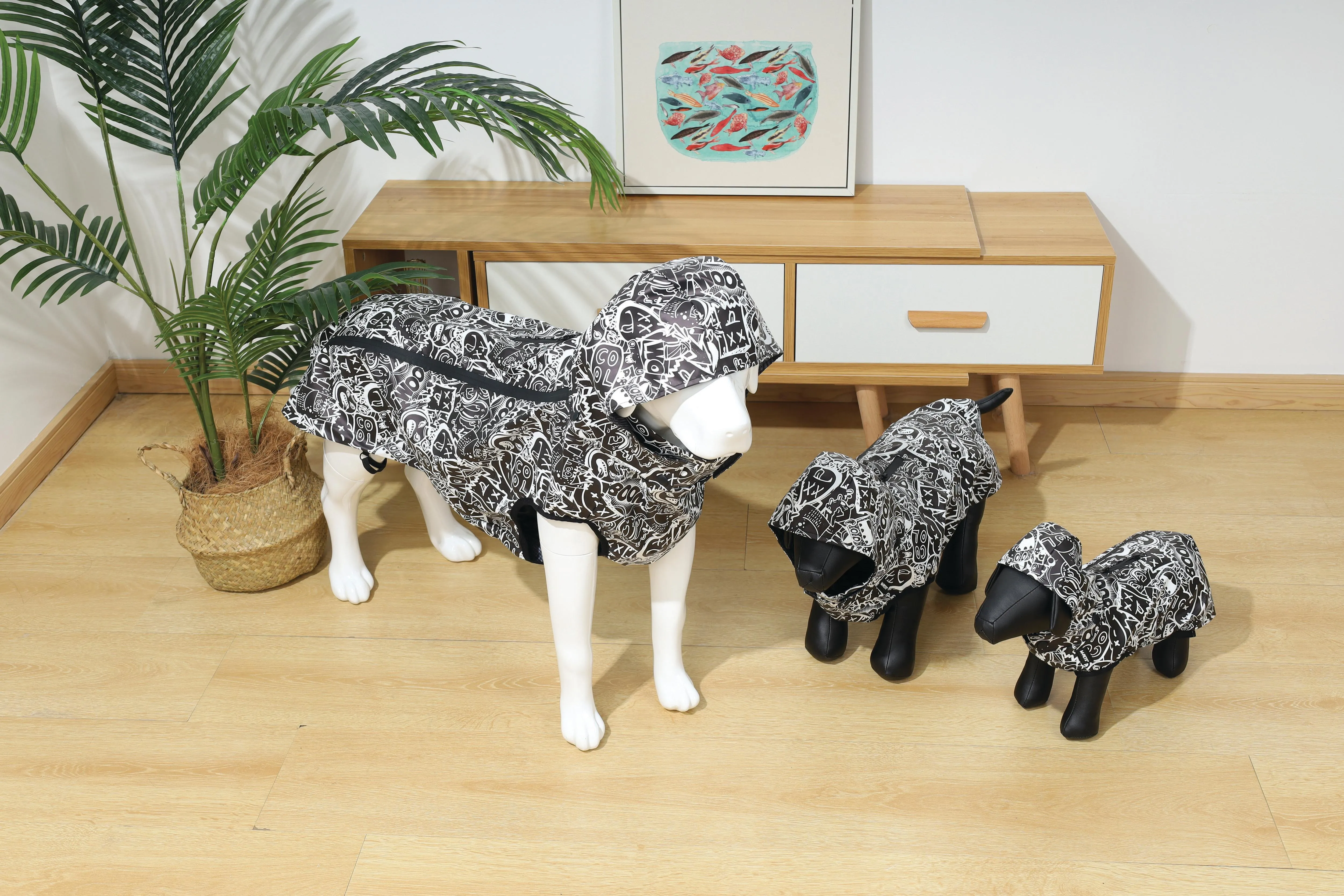 Urban style Raincoat Black&White