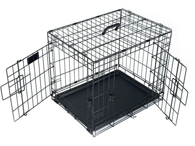 VOYAGER Wire Crate - 2 doors new patented lock Black Pets Qatar