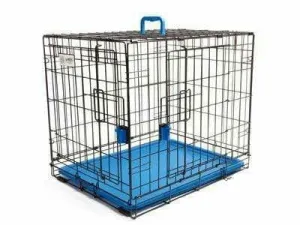 VOYAGER WIRE CRATE - 2 DOORS S, BLUE Pets Qatar