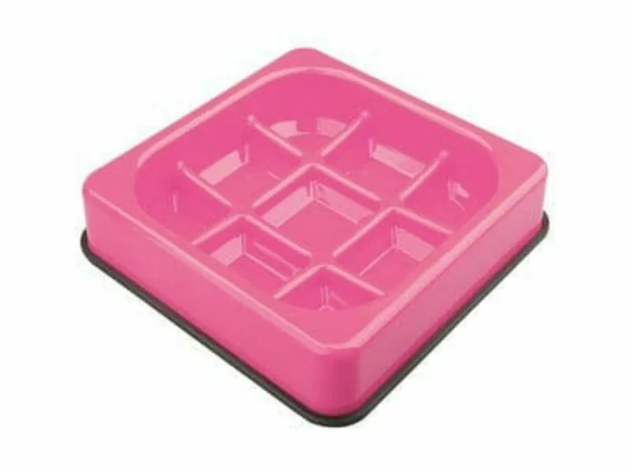 WAFFLE - Slow feed bowl,chekered-Pink Pets Qatar