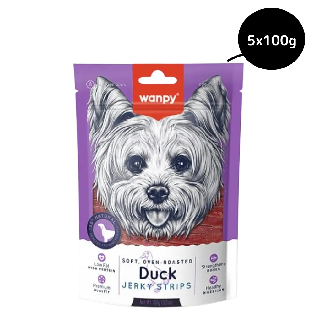 Wanpy Oven Roasted Soft Duck Jerky Strips Dog Treats